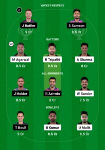 SRH vs RR dream11 Team today